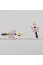Load image into Gallery viewer, Amethyst Moon Butterfly Dangle Earrings