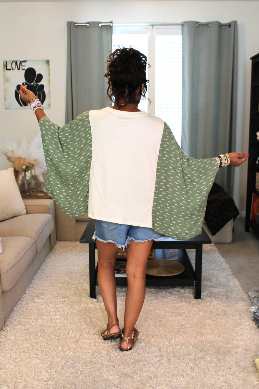 Antique White Dreamer Leopard Paradise Poncho Sleeve Top