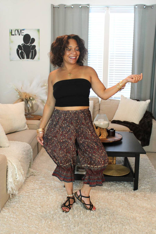 BB Intertwined Wine Midi Capri Bloomer Shorts
