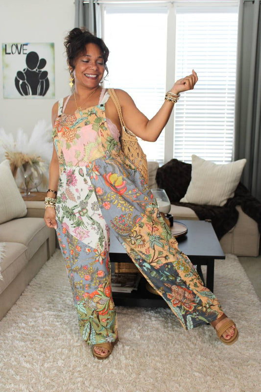 BB Pastel Garden Romance Patchwork Overalls