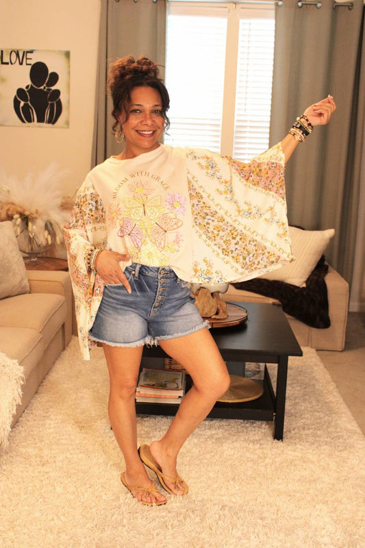 Bloom With Grace Kantha Sleeve Top