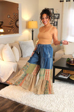 Load image into Gallery viewer, YT Bohemian Charm Tiered Patchwork Denim Pants