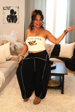 Load image into Gallery viewer, POL Black Overlock Stitch Thermal Pants