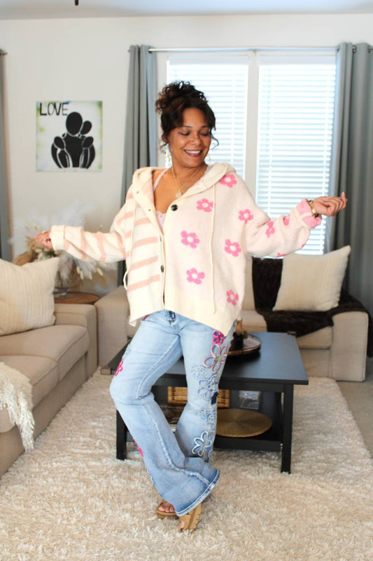 Floral Bloom Hooded Cardigan