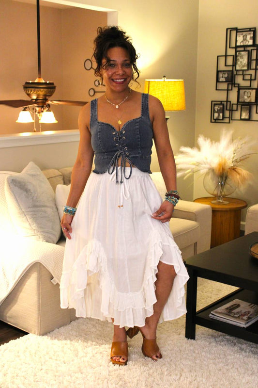 YT Frill Paradise Midi Skirt