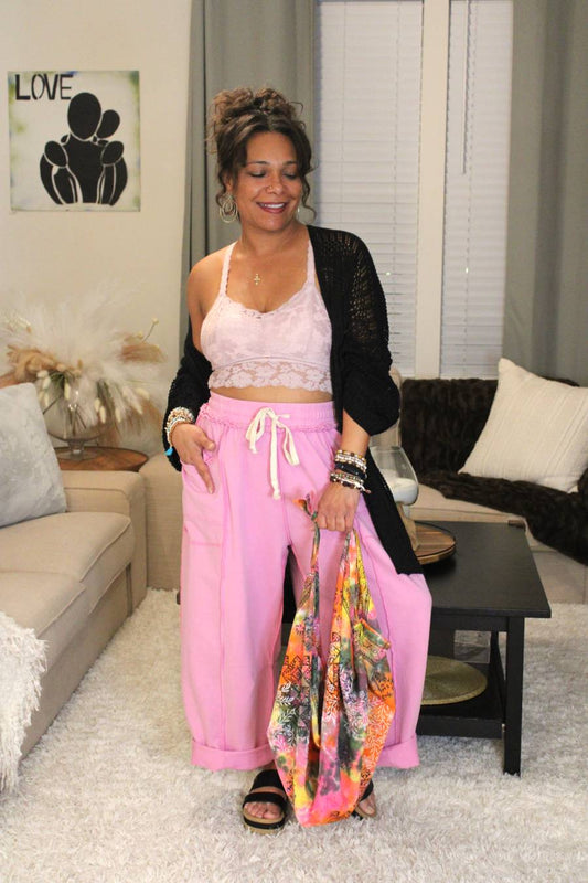Lavender My Heart French Terry Barrel Pants