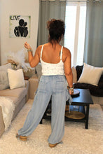 Load image into Gallery viewer, Light Denim Chambray Cute Pocket Convertible Pants