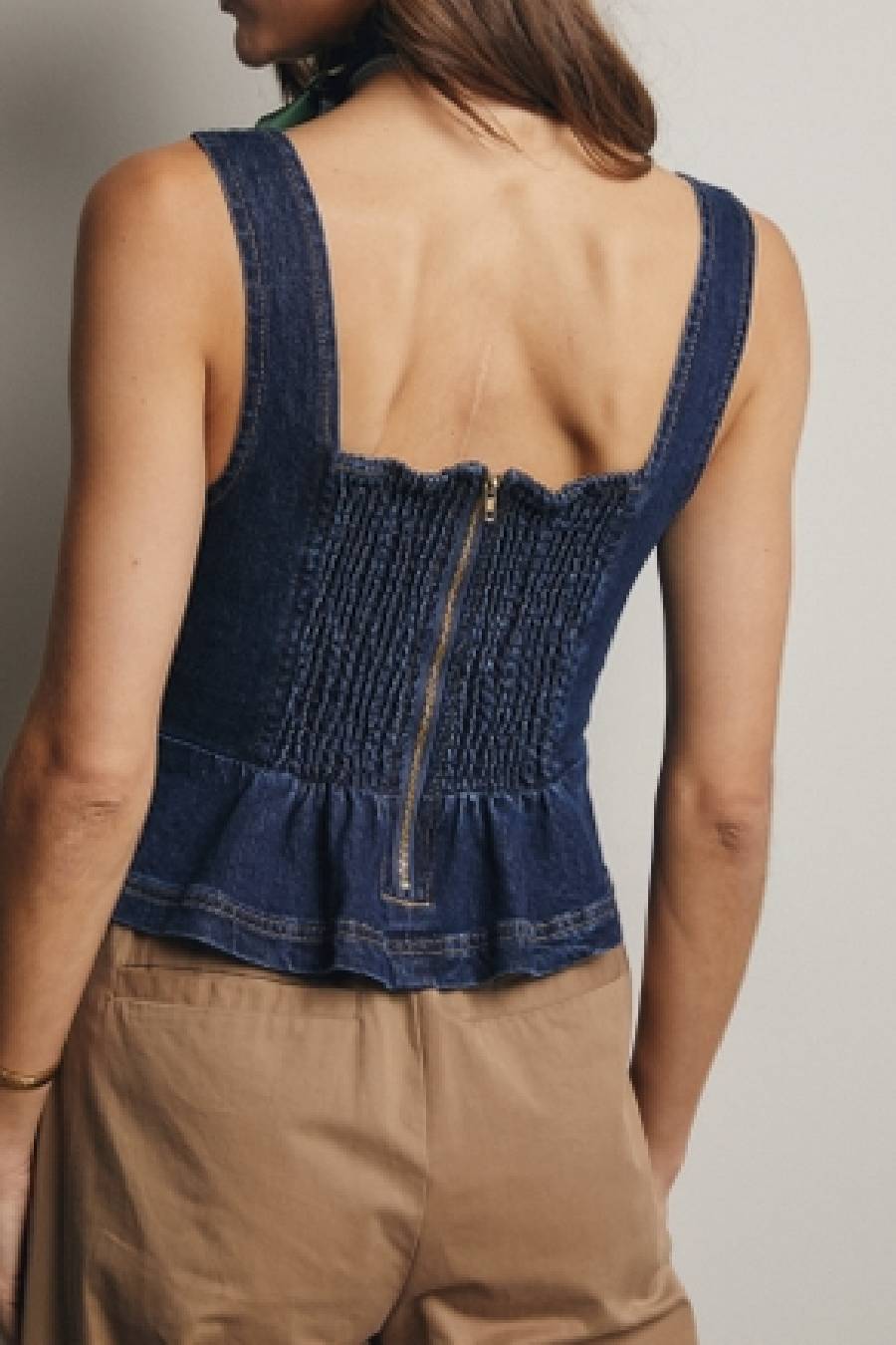 Melody Lace-Up Denim Corset Top