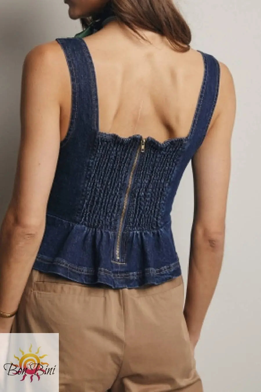 Melody Lace-Up Denim Corset Top