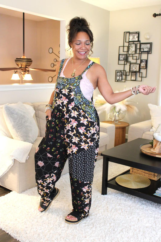 BB Midnight Bloom Patchwork Overalls