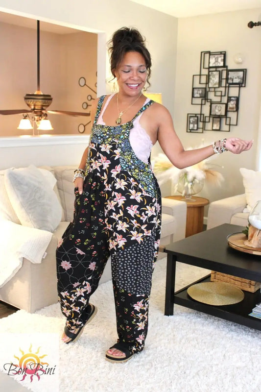 BB Midnight Bloom Patchwork Overalls
