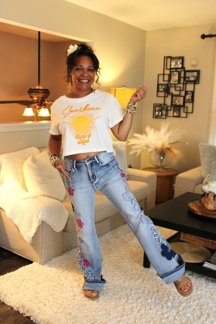 O&H Flower Power Embroidered Jeans