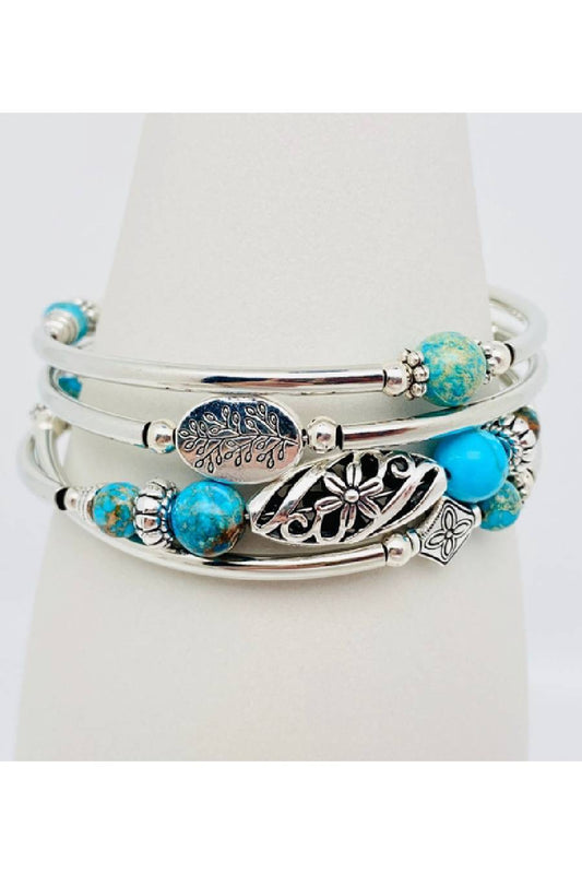 Ocean Moon Stone Wrap Beaded Bracelet