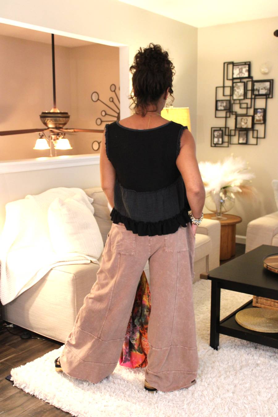 JH Mineral Wash Wide Leg Cropped Pants