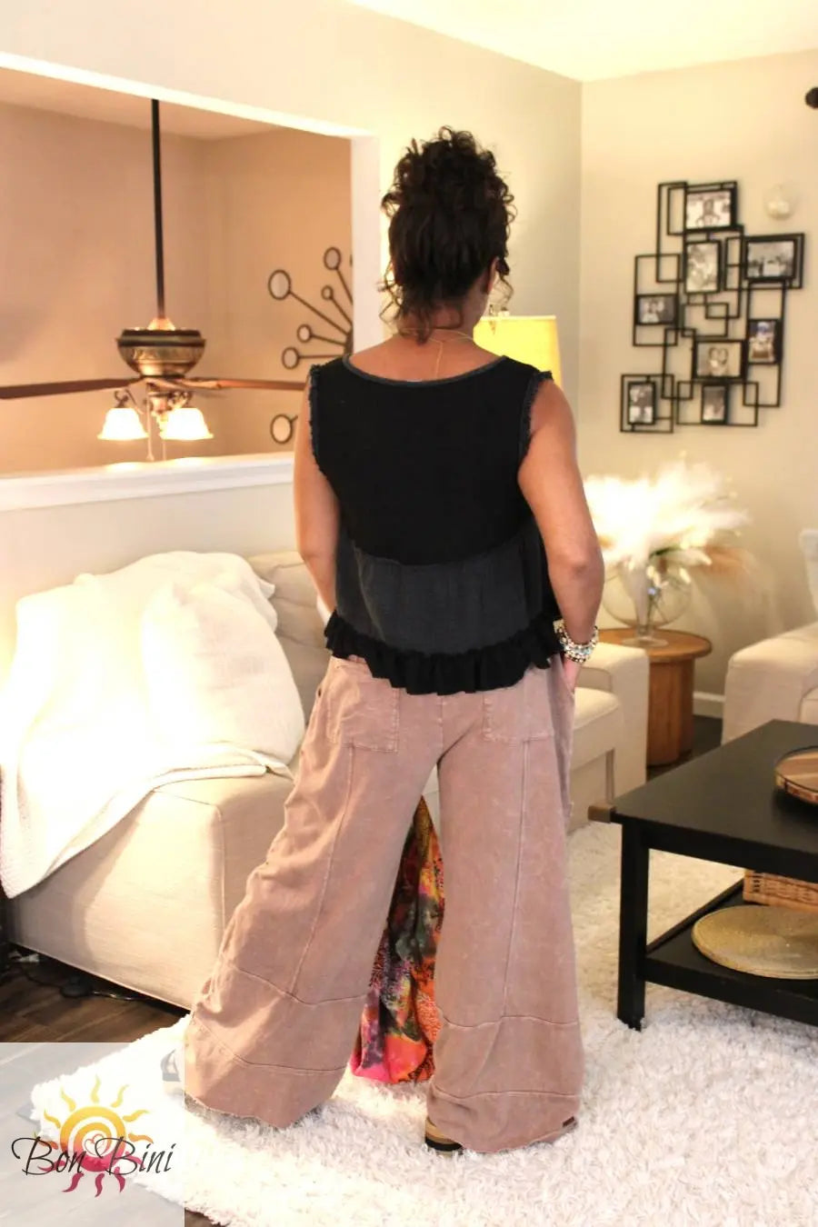 JH Mineral Wash Wide Leg Cropped Pants