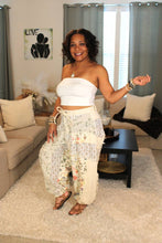 Load image into Gallery viewer, POL Soft Cream Floral Twill Patch Joggers