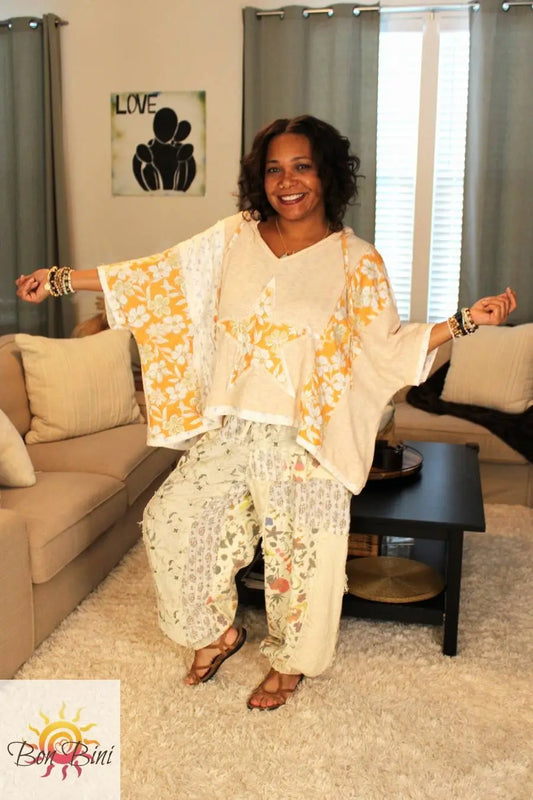 POL Sunny Star With Floral Patchwork Hoodie