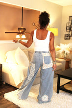 Load image into Gallery viewer, POL Blissful Flowers Denim Pants