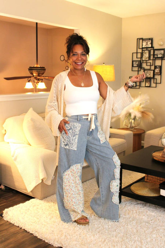 POL Blissful Flowers Denim Pants