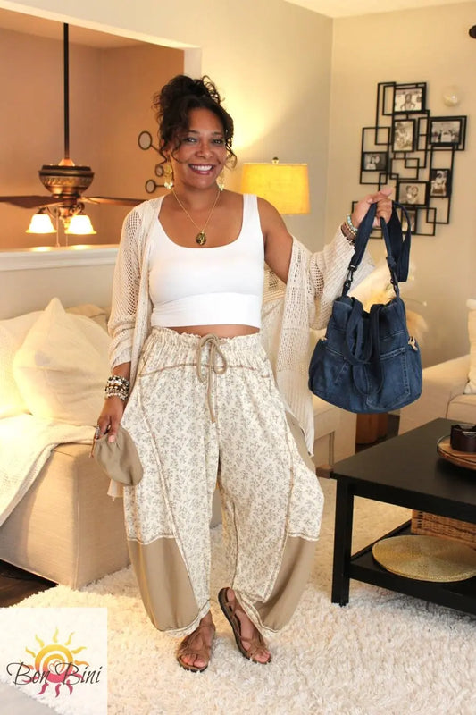 POL Floral Pattern Knit Pants