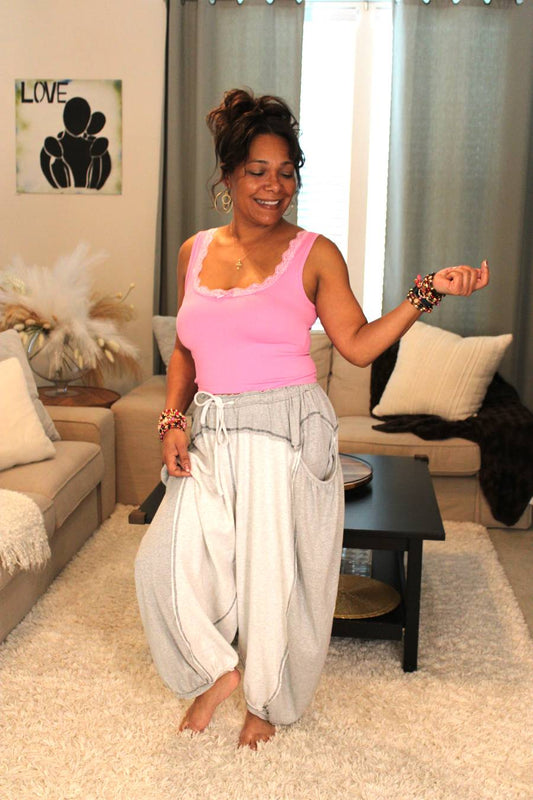 POL Heather Grey Overlock Stitch Thermal Pants