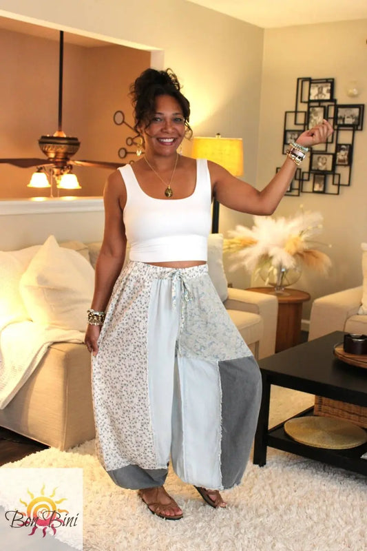 POL Sea Foam Patchwork Pants