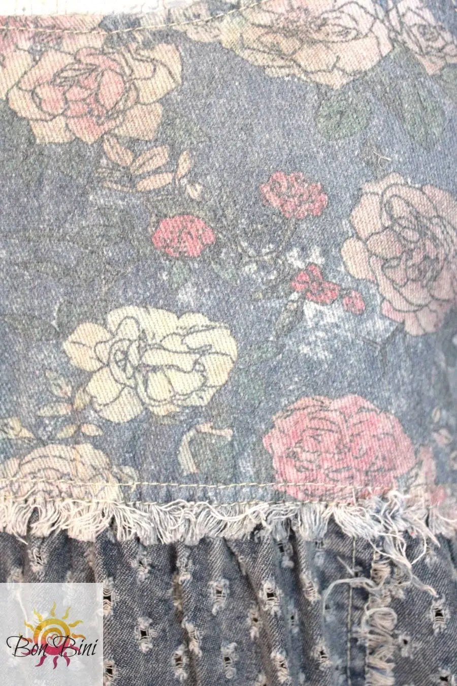 POL Whimsical Floral Dreams Denim Dress