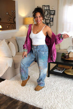 Load image into Gallery viewer, O&H Artistic Flower Embroidered Washed Denim Jeans