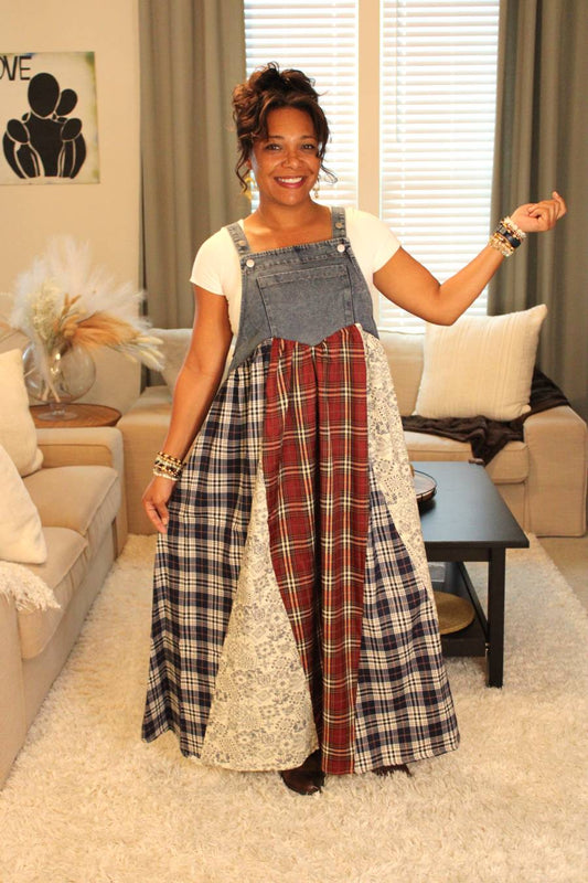 Plaid Dreams Patchwork Overall Dress