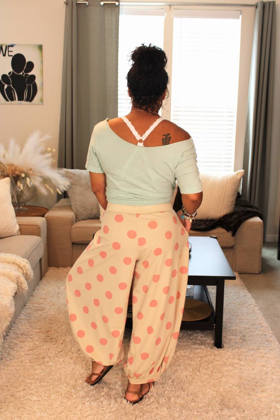 Polka Dot French Terry Balloon Pants