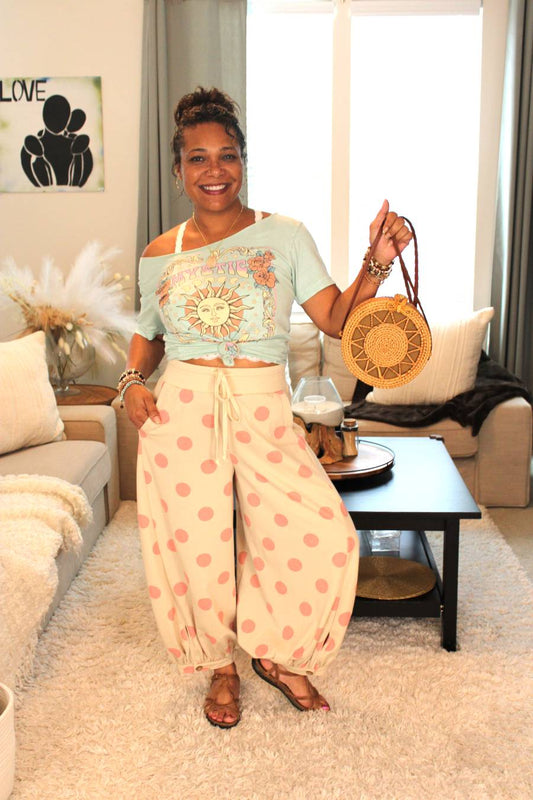 Polka Dot French Terry Balloon Pants