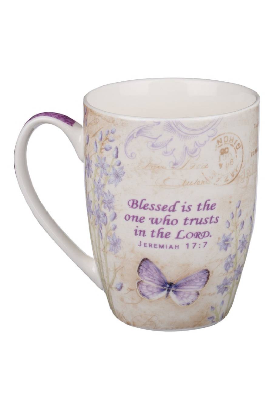 Purple "Blessed" Butterfly Mug
