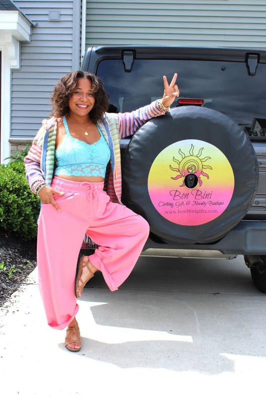 Bubble Gum Dreams Cotton French Terry Barrel Pants