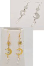 Load image into Gallery viewer, Silver Stars Crystal Dangle Earrings