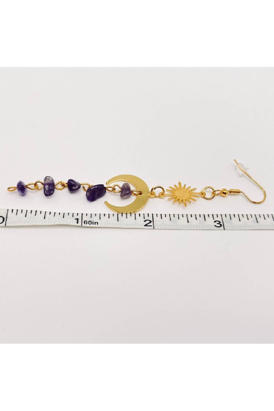 Sol Purple Asymmetric Crystal Earrings