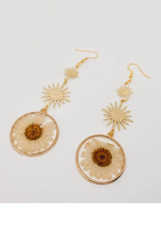 Solar Flare Daisy Pendant Earrings