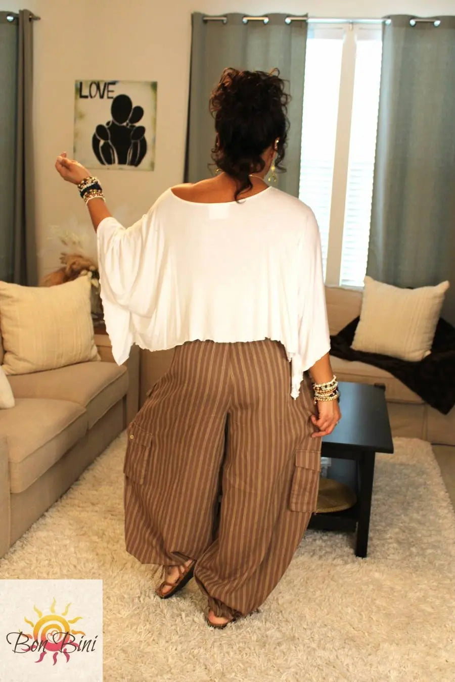 Striped Mocha Convertible Cargo Pants
