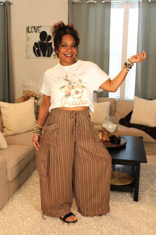 Peaches Vintage Style Long Crop Top