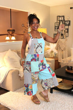 Load image into Gallery viewer, Turquoise Garden Overall Capri Jumpsuit