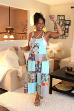 Load image into Gallery viewer, Turquoise Garden Overall Capri Jumpsuit
