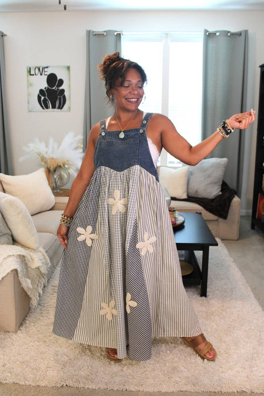Whispering Meadow Patchwork Overall Dress