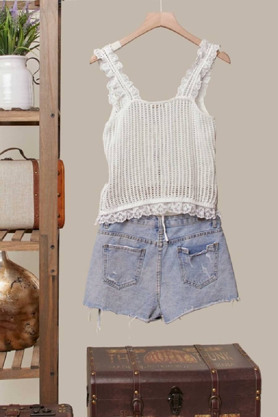 White Lace Knit Vest
