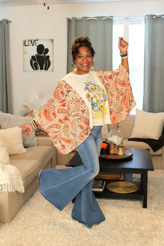 Wildflowers Poncho Sleeve Top