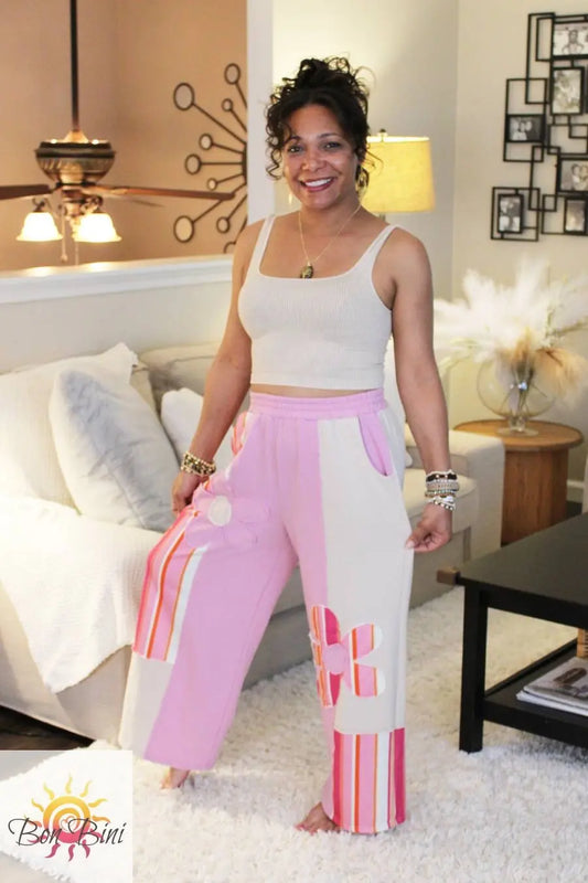 JH Boheme Striped Flower Patch Pants