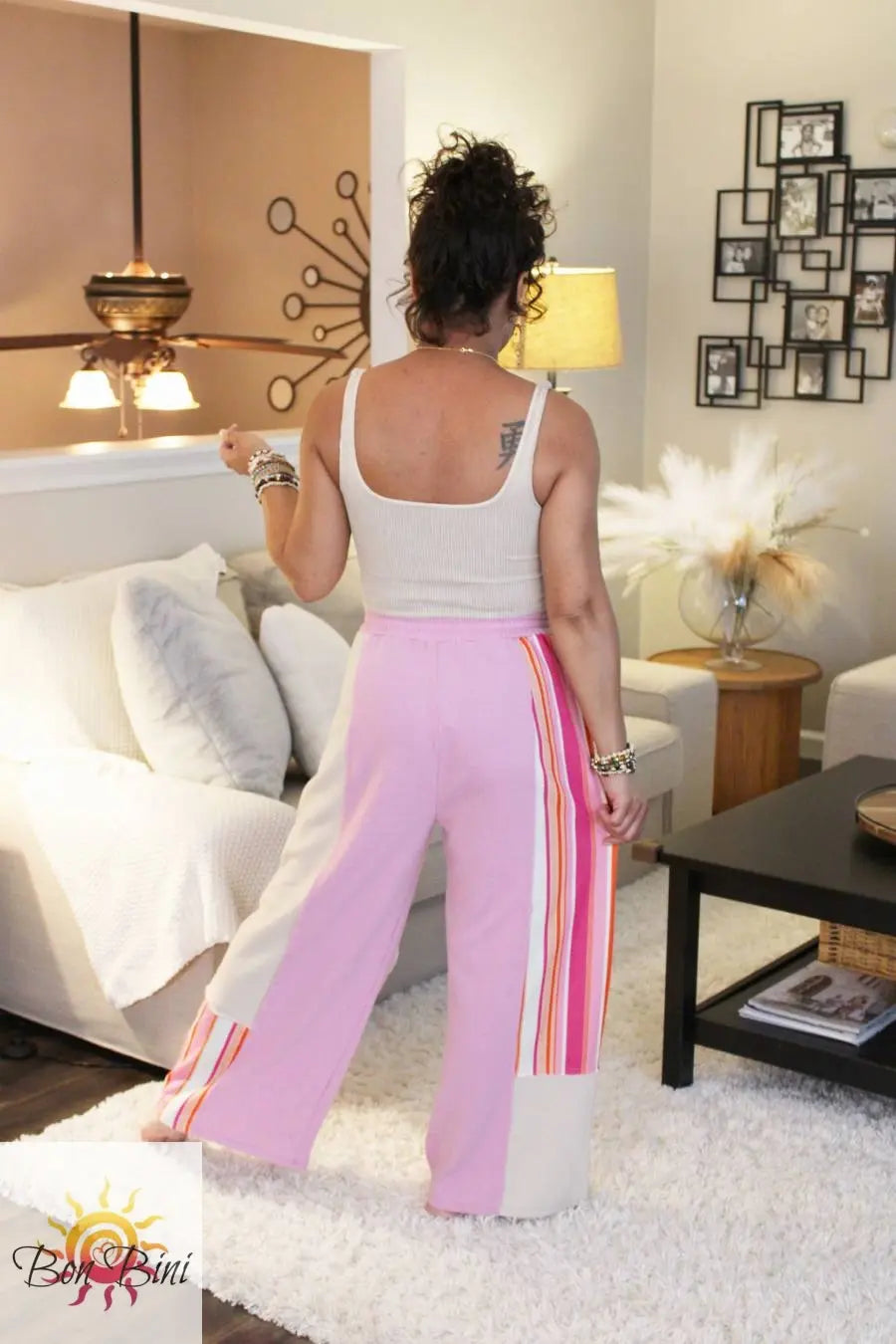 JH Boheme Striped Flower Patch Pants