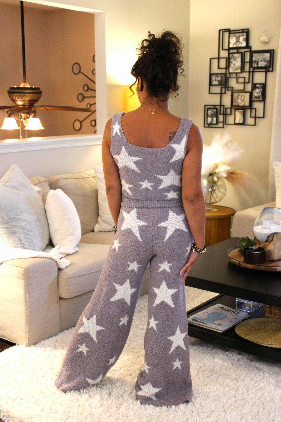 Gray Cozy Star Tank & Pant Set