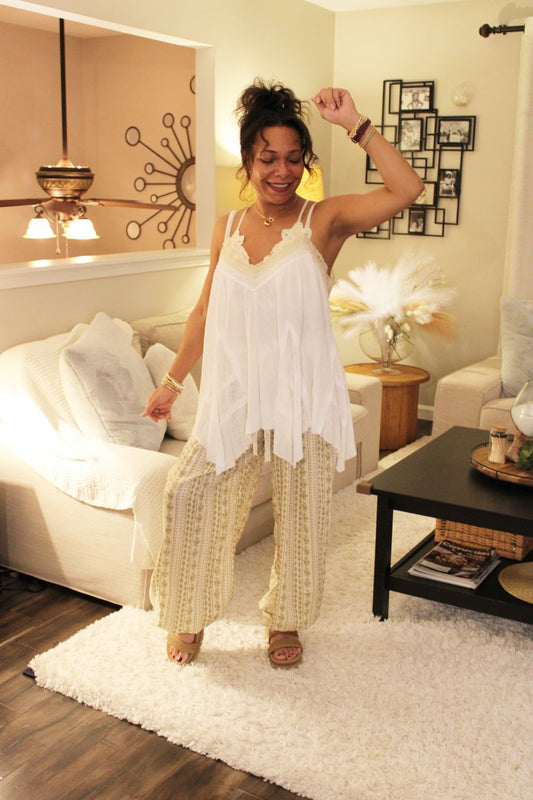 POL Dandelion Breeze Asymmetrical Cut Top