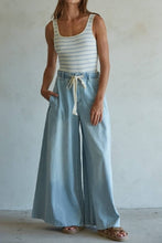 Load image into Gallery viewer, Denim Drawstring Wide Leg Pants
