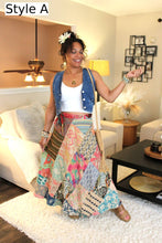 Load image into Gallery viewer, Earthy Tones Patchwork Wrap Skirt