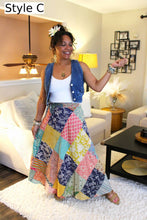 Load image into Gallery viewer, Earthy Tones Patchwork Wrap Skirt